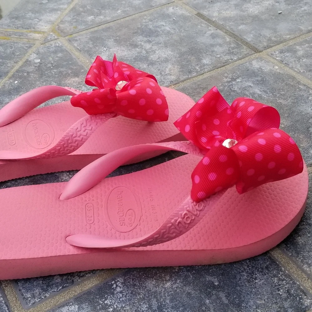 Pink Polka Dot Havaianas Flip Flop Thong Sandals